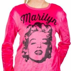 MARILYN MONROE Pullover Plush Fleece Pink Sweater